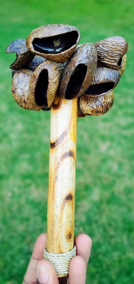 Handmade Bamboo Seed Stick Maraca with Tree Nut Shells - Natural Musical Instrument for Kids & Adults - Perfect for Festivals, Parties, and Music Therapy (DPARTTN3)