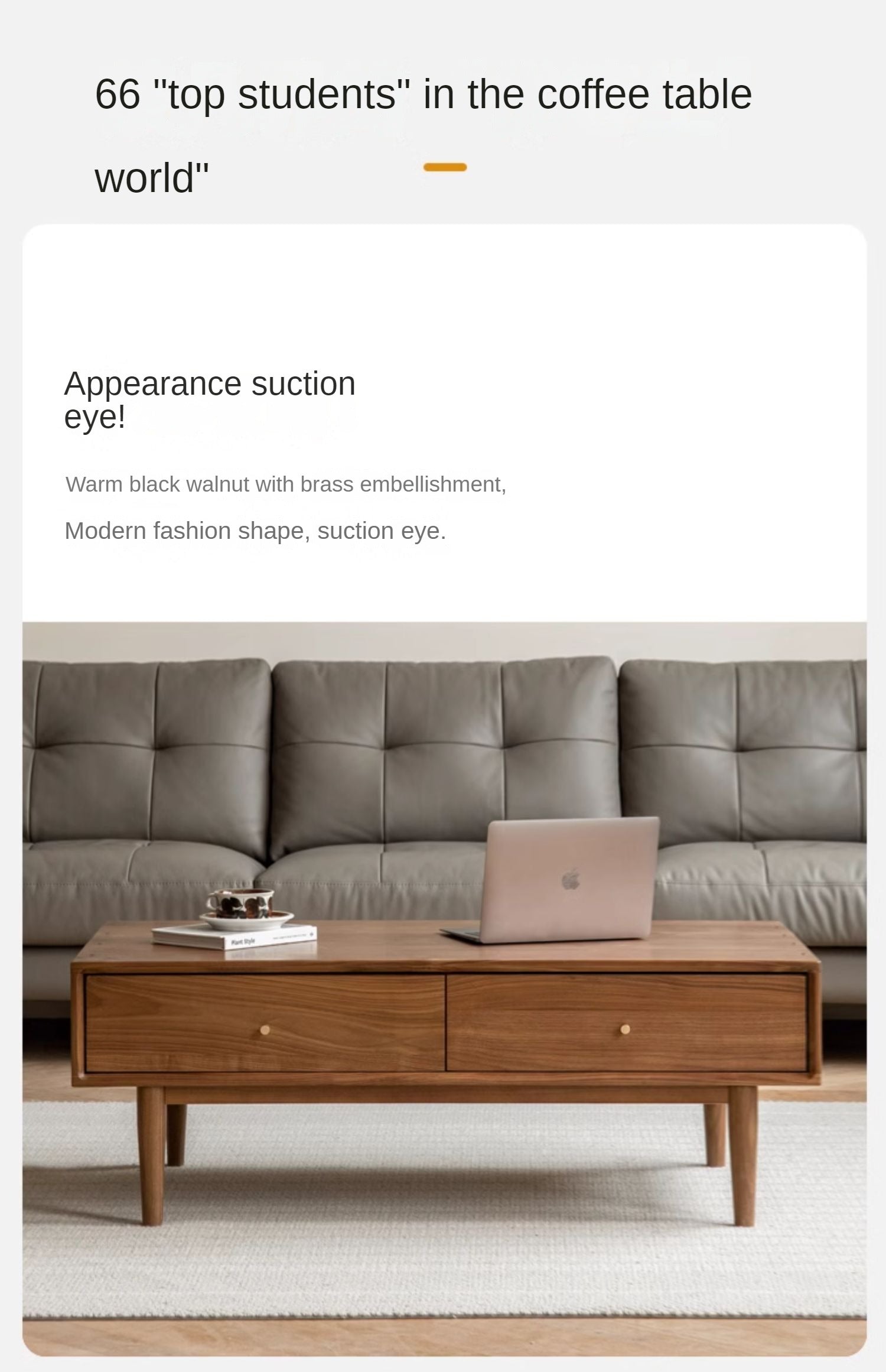 Solid Black Walnut Wood Rocking Coffee Table - Modern Natural Wood Living Room Furniture for Home Decor & Relaxation