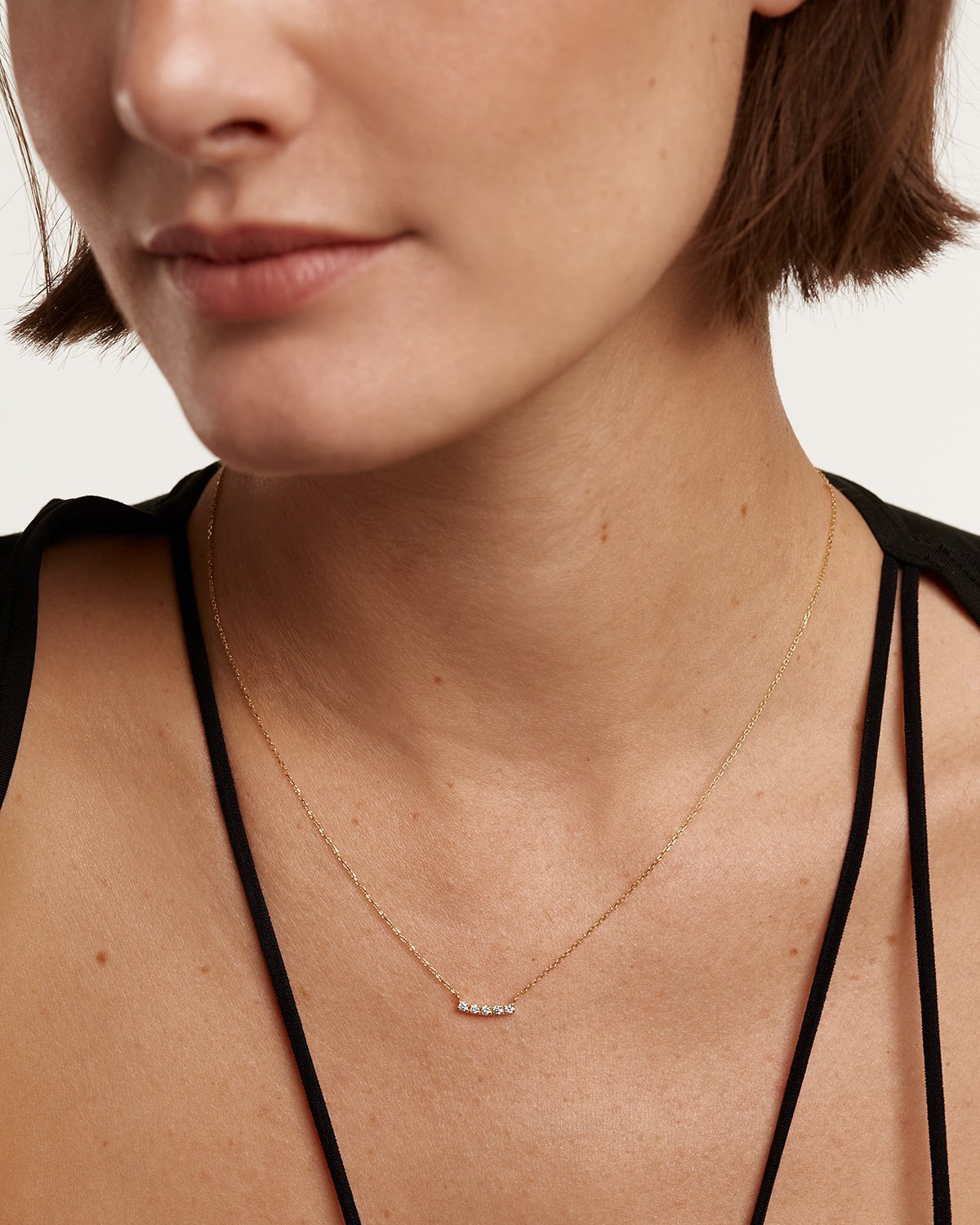 GRID 14K Yellow Gold Diamond Eternity Necklace for Women - Elegant Layering Piece for Weddings, Anniversaries & Special Occasions