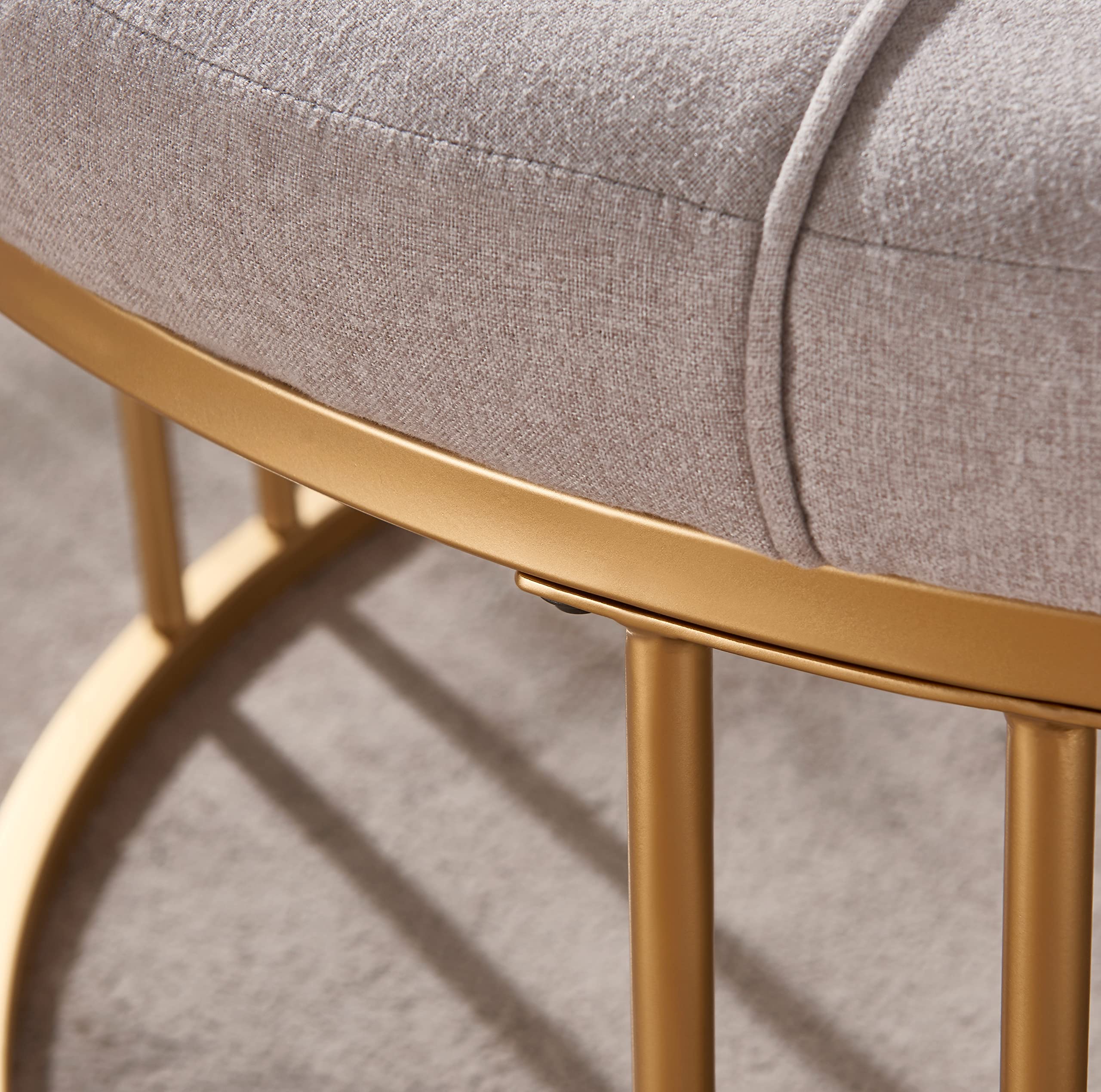 36 Inch Round Cocktail Ottoman Coffee Table - Upholstered Tufted Linen Footrest with Sturdy Metal Base for Living Room, Lounge & Home Decor | Perfect for Relaxing, Entertaining & Extra Seating