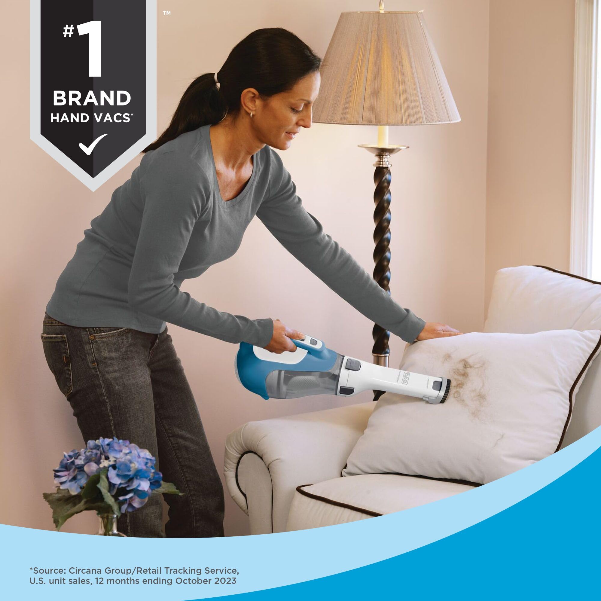 BLACK+DECKER Dustbuster AdvancedClean Cordless Handheld Vacuum Cleaner - Powerful 20V Lithium Battery, Lightweight for Home, Car, Stairs & Pet Hair Cleaning with Crevice Tool (CHV1410L) | Perfect for Quick Cleanups on Furniture, Carpets & Hard-to-Reach Areas