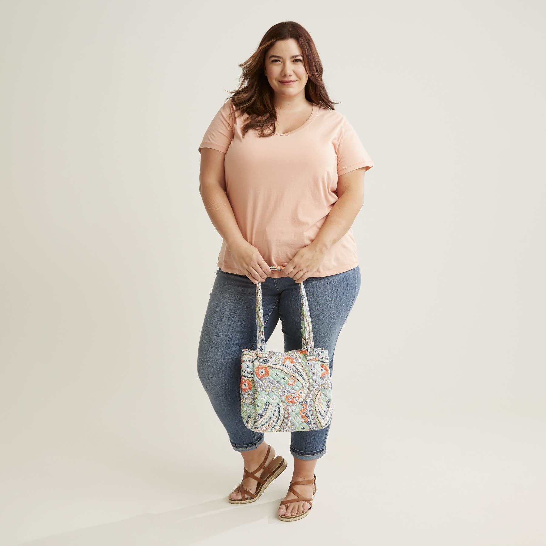 Vera Bradley Women's Cotton Multi-Compartment Shoulder Bag - Stylish Satchel Purse with Multiple Pockets for Work, Travel & Everyday Use