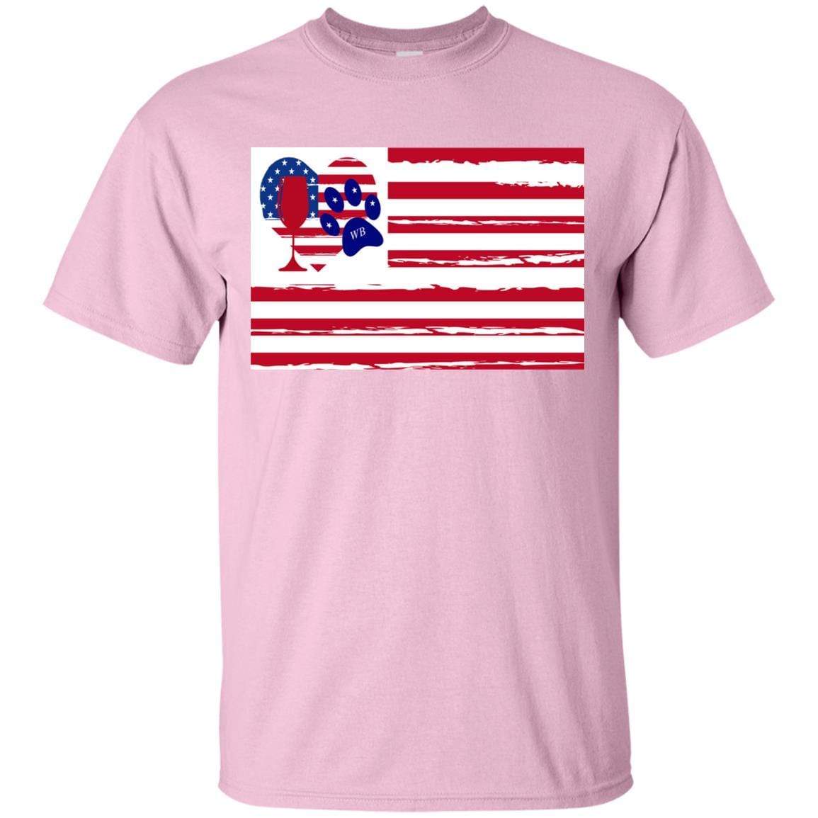 American Flag Wine Paw Heart T-Shirt - Ultra Cotton Comfort for Patriotic Pet Lovers | Perfect for 4th of July, BBQ Parties & Dog-Themed Events