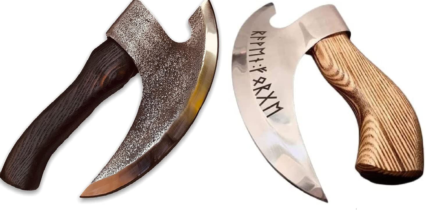 Authentic Viking Steel Pizza Axe - Hand Forged Medieval Pizza Cutter with Leather Sheath | Unique Gift for Husband, Wife & Friends | Perfect for Pizza Parties, Camping & Medieval Themed Events
