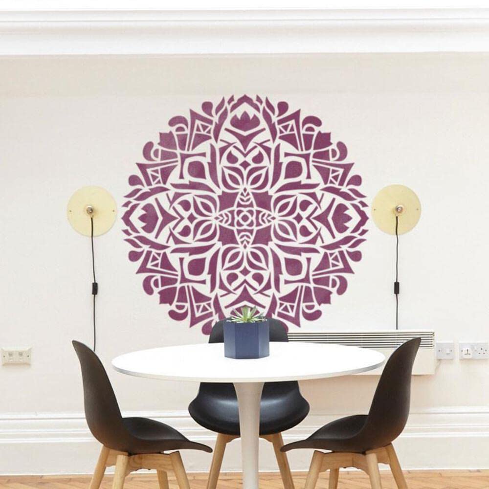 Medallion Floor Stencil - Mandala Wall & Floor Painting Template - Reusable DIY Home Decor Stencil for Concrete, Wood & Walls - Perfect for Bedroom, Yoga Studio & Boho Decor