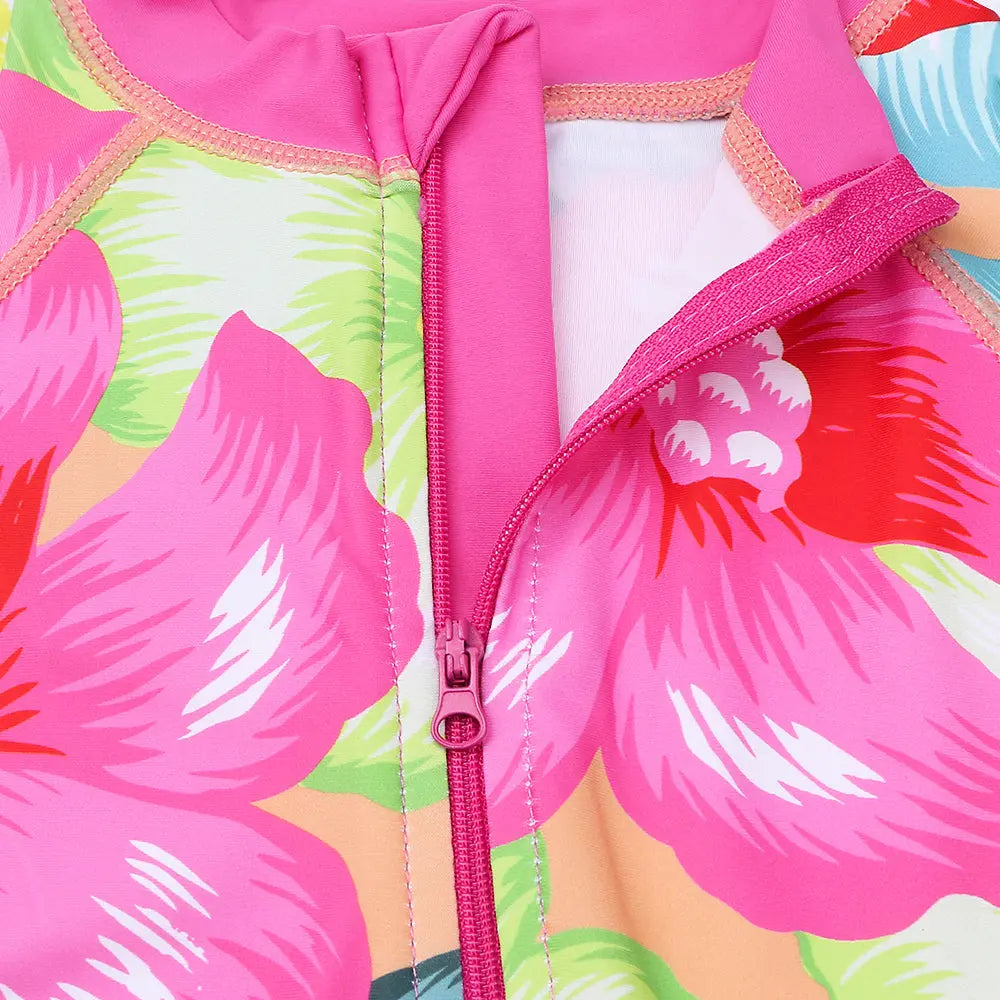 Baby Girl Long Sleeve Swimsuit UPF 50+ Sun Protection - Cute Rash Guard Swimwear for Toddlers 0-6 Years - Perfect for Beach, Pool & Summer Water Activities