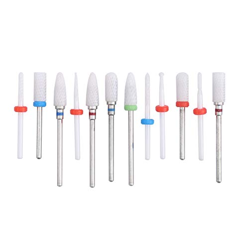 12pcs Ceramic Rotary Files for Grinding Machine - Special Grinding Head for Nail Art, Small Round Design - Perfect for Manicure, Pedicure & DIY Nail Care