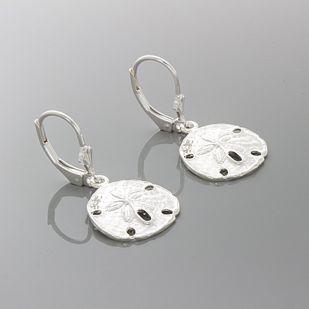 925 Sterling Silver Nautical Sand Dollar Lever Back Earrings - High Polish Finish, Hypoallergenic Jewelry for Women | Perfect for Beach Vacations, Summer Outfits & Gift Giving