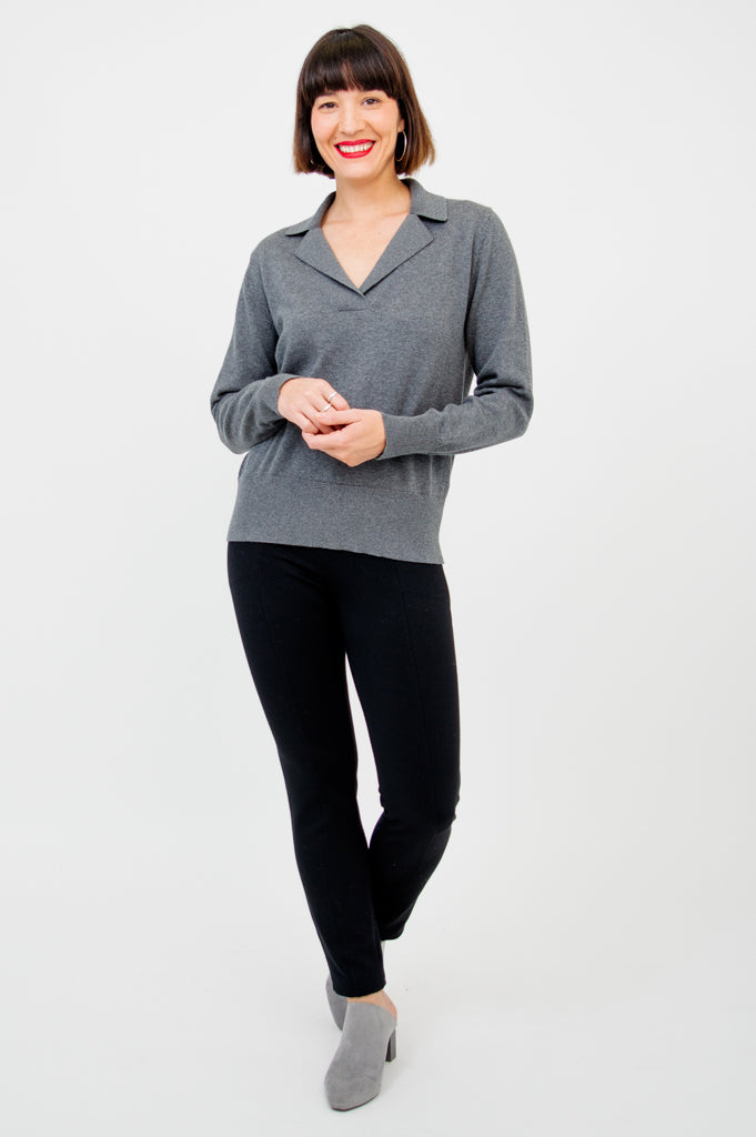 Astrid Women's Cotton Sweater in Graphite - Soft & Comfortable Pullover for Casual Wear, Office & Fall Outfits
