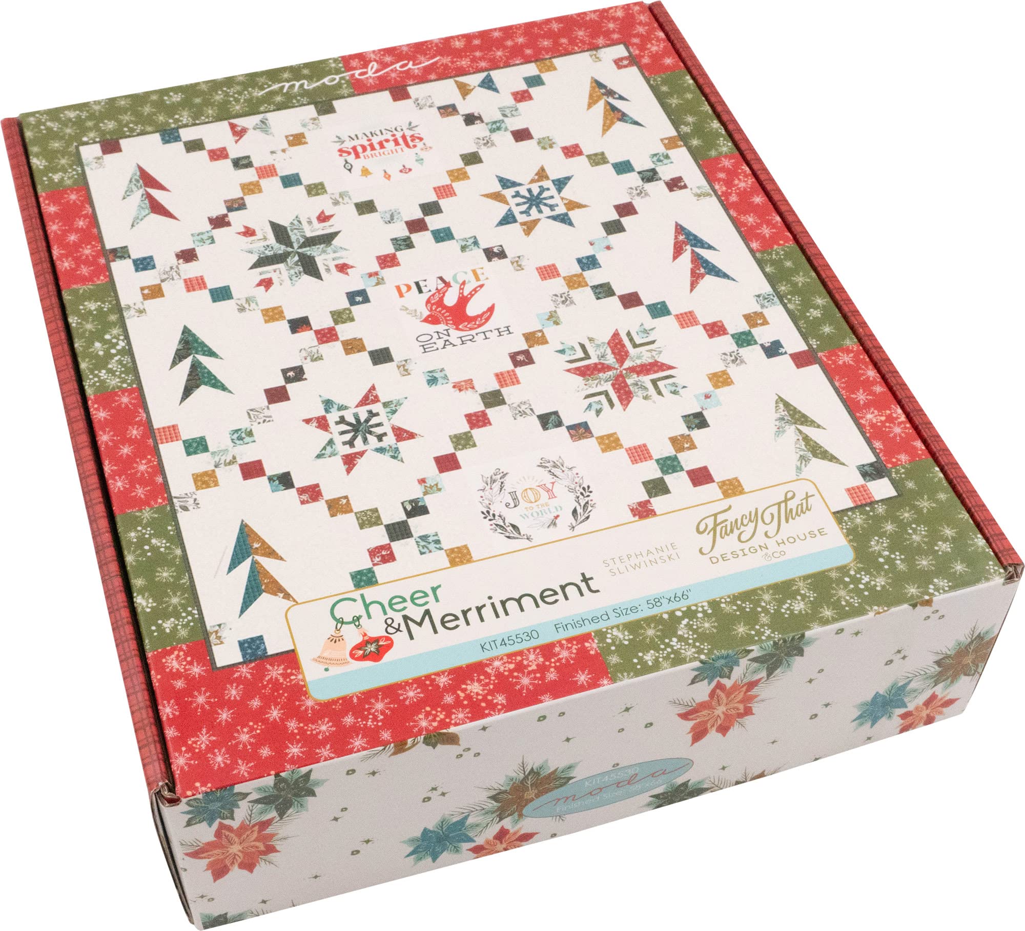 Stephanie Sliwinski Cheer and Merriment Quilt Kit - Moda Fabrics KIT45530 - DIY Quilting Supplies for Holiday Home Decor & Gift Making