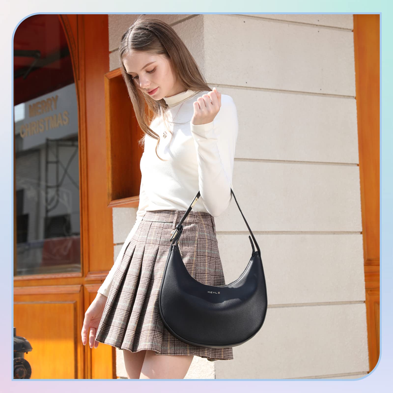 Keyli Adjustable Shoulder Bag for Women - Stylish 3-Way Strap Hobo Handbag with Zip Closure - Perfect for Work, Travel & Everyday Use