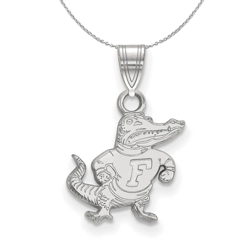 Florida Gators Sterling Silver Small Pendant Necklace - Elegant Black Bow Design for Women, Perfect for Gameday, Graduation & Everyday Wear