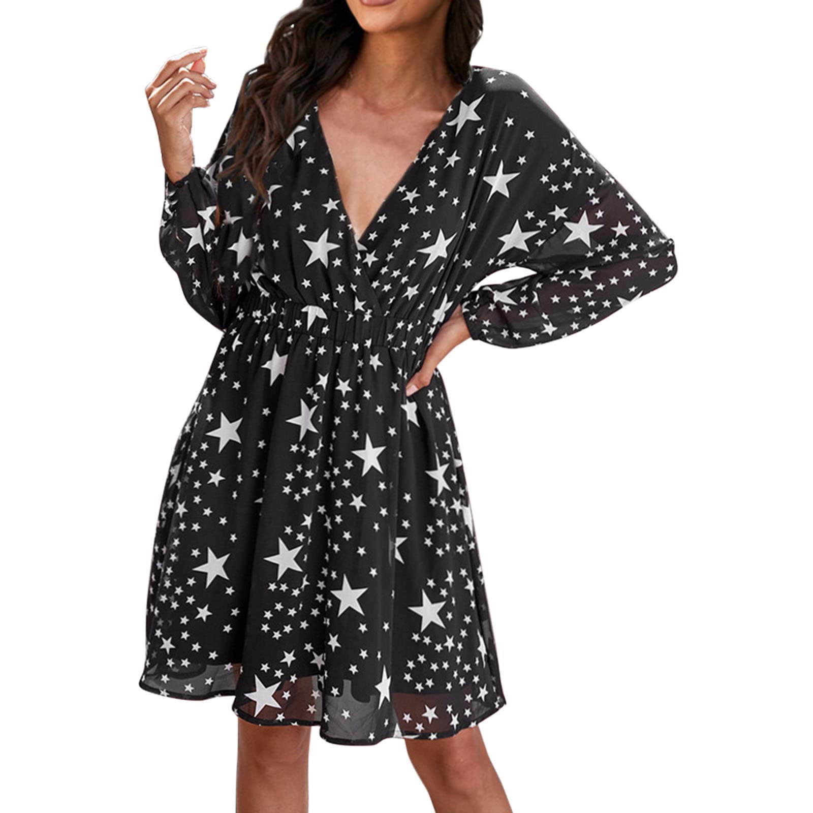 Elegant Spring Dresses for Women 2023 - Flowy Casual Long Sleeve Printed Maxi Dress | Perfect for Office Wear, Date Night & Spring Outfits