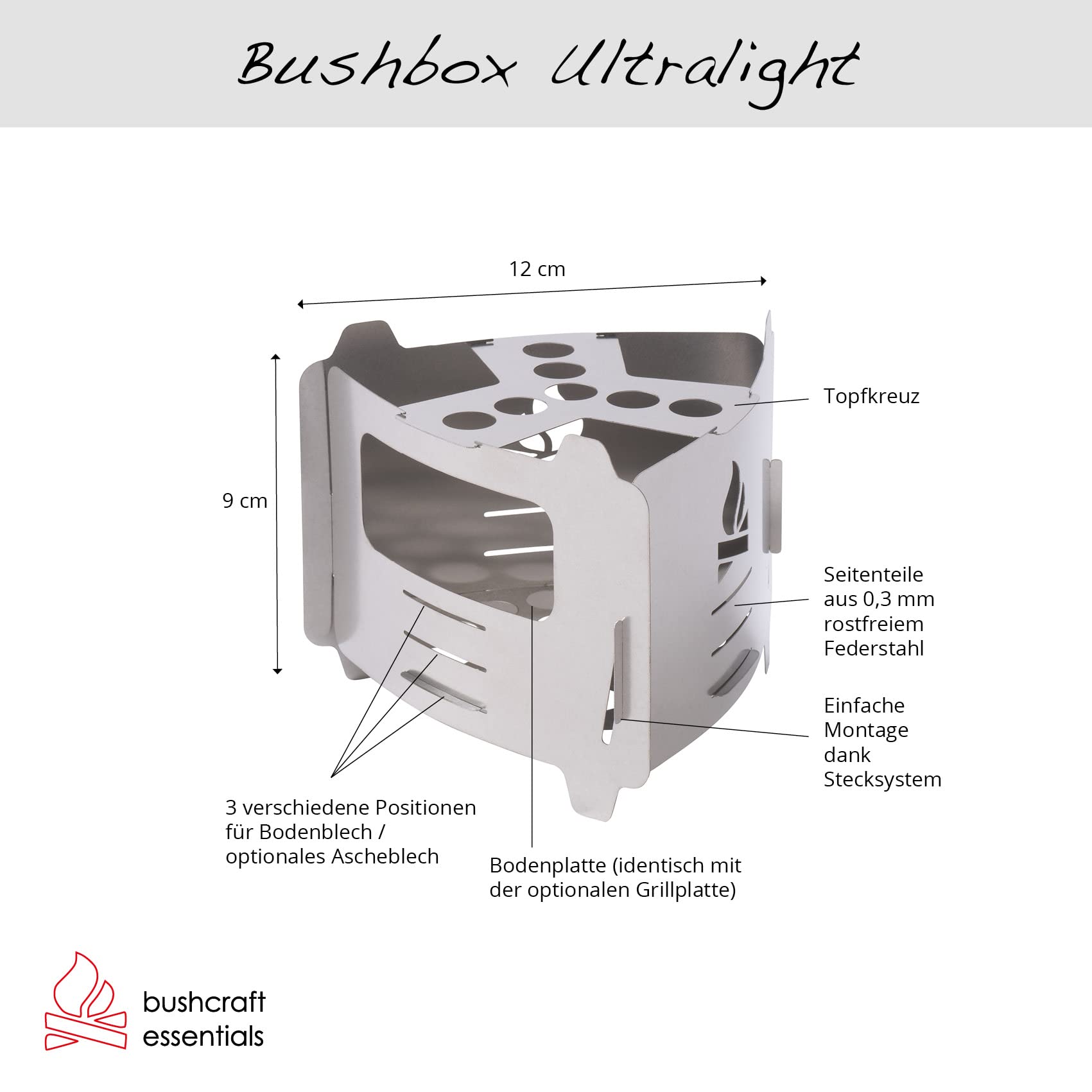 Bushbox Ultralight Portable Camping Stove - Compact Backpacking Wood Burning Stove for Hiking, Backpacking & Survival Gear | Perfect for Outdoor Cooking, Emergency Preparedness & Bushcraft Adventures