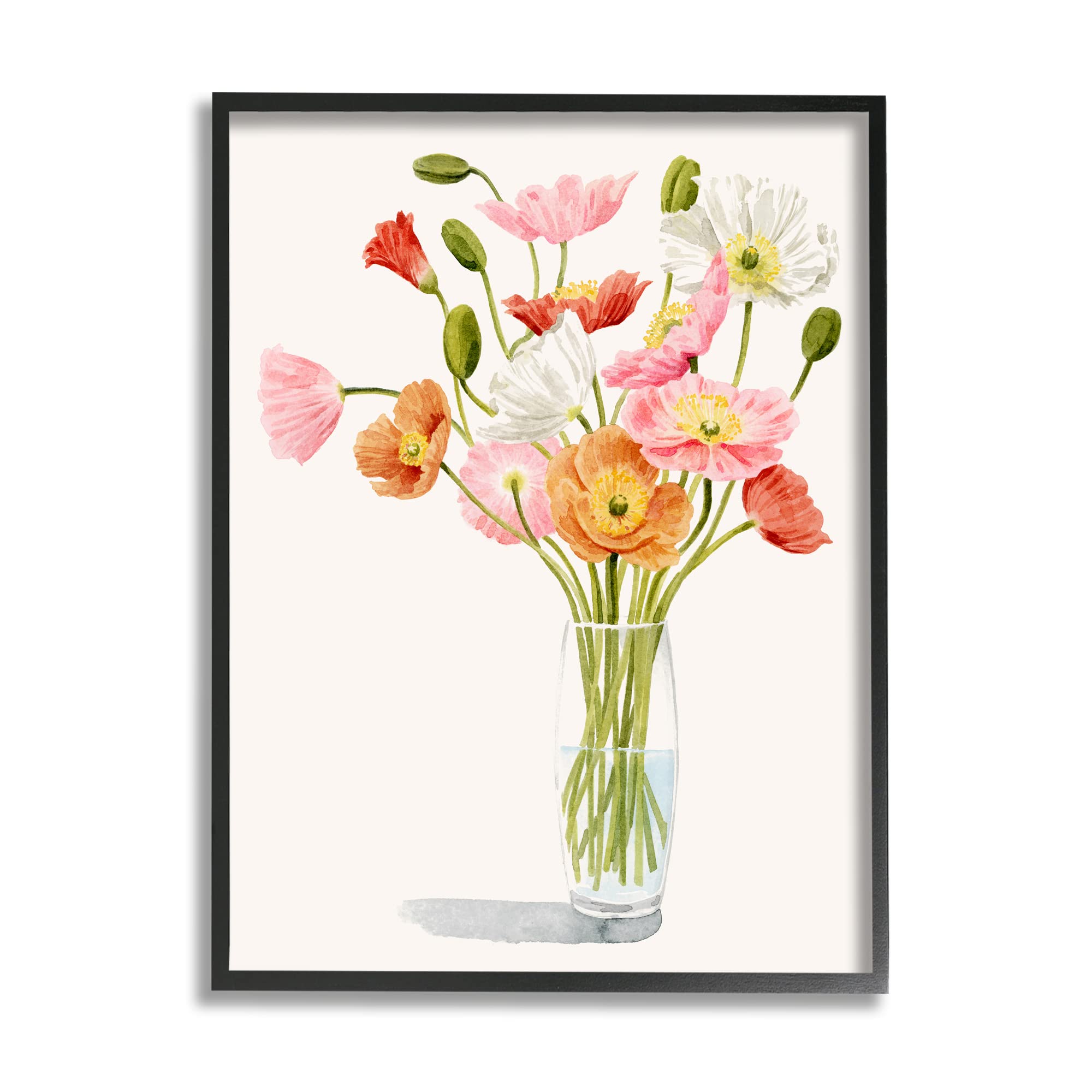 Stupell Industries Vivid Poppies Glass Floral Bouquet Arrangement - Grace Popp Design | Elegant Home Decor, Wedding Centerpiece & Gift Idea
