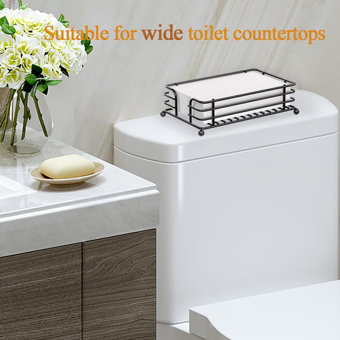 Modern Iron Paper Towel Holder - Guest Towel & Napkin Dispenser for Bathroom, Kitchen, Hotel & Dining Table - Black | Space-Saving Hand Towel Tray for Disposable Towels & Napkins - Perfect for Home, Office & Commercial Use