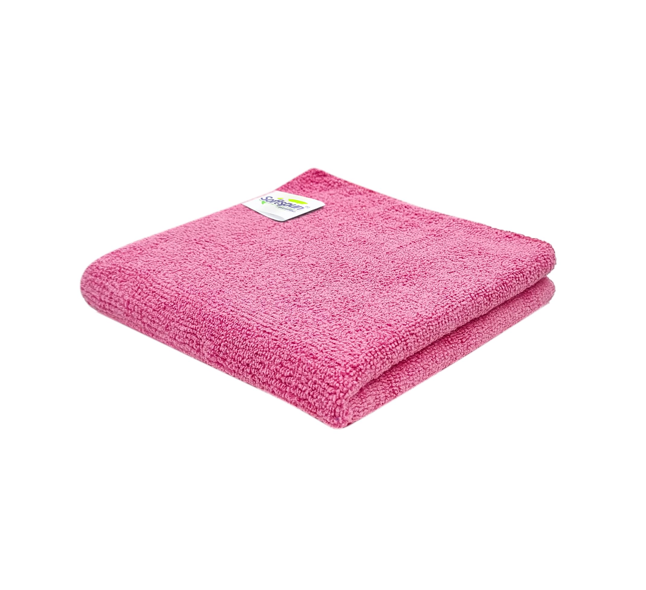 SOFTSPUN Microfiber Baby Hand & Face Wipes - 30x30cm Hypoallergenic Washcloths for Sensitive Skin, Super Soft 340 GSM Towel Set (Pink) - Gentle for Newborn, Infant Care & Daily Use at Home or Travel