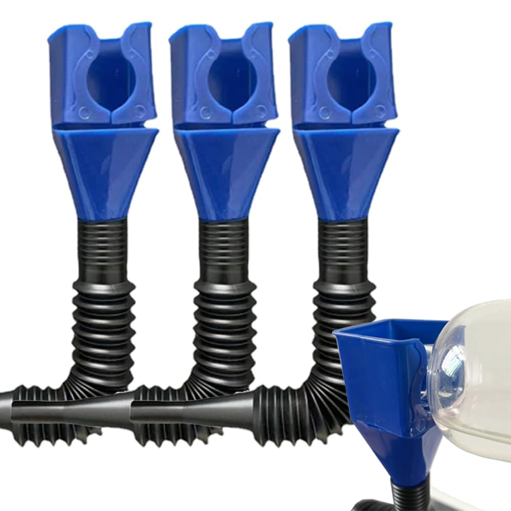 Retractable Auto Fuel Funnel - 3Pcs Flexible Plastic Snap Funnel for Cars, Motorcycles, ATVs & Lawn Mowers - Wide Mouth Engine Oil & Petrol Filling Tool (Blue) - Perfect for Garage, Roadside Emergencies & DIY Maintenance
