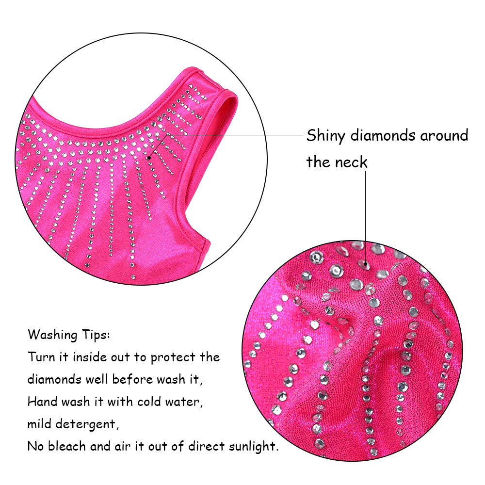 Shiny Jeweled Gymnastics Leotards for Girls - Sparkly Dance Outfit with Rhinestones | Perfect for Ballet, Cheerleading & Kids Athletic Performance