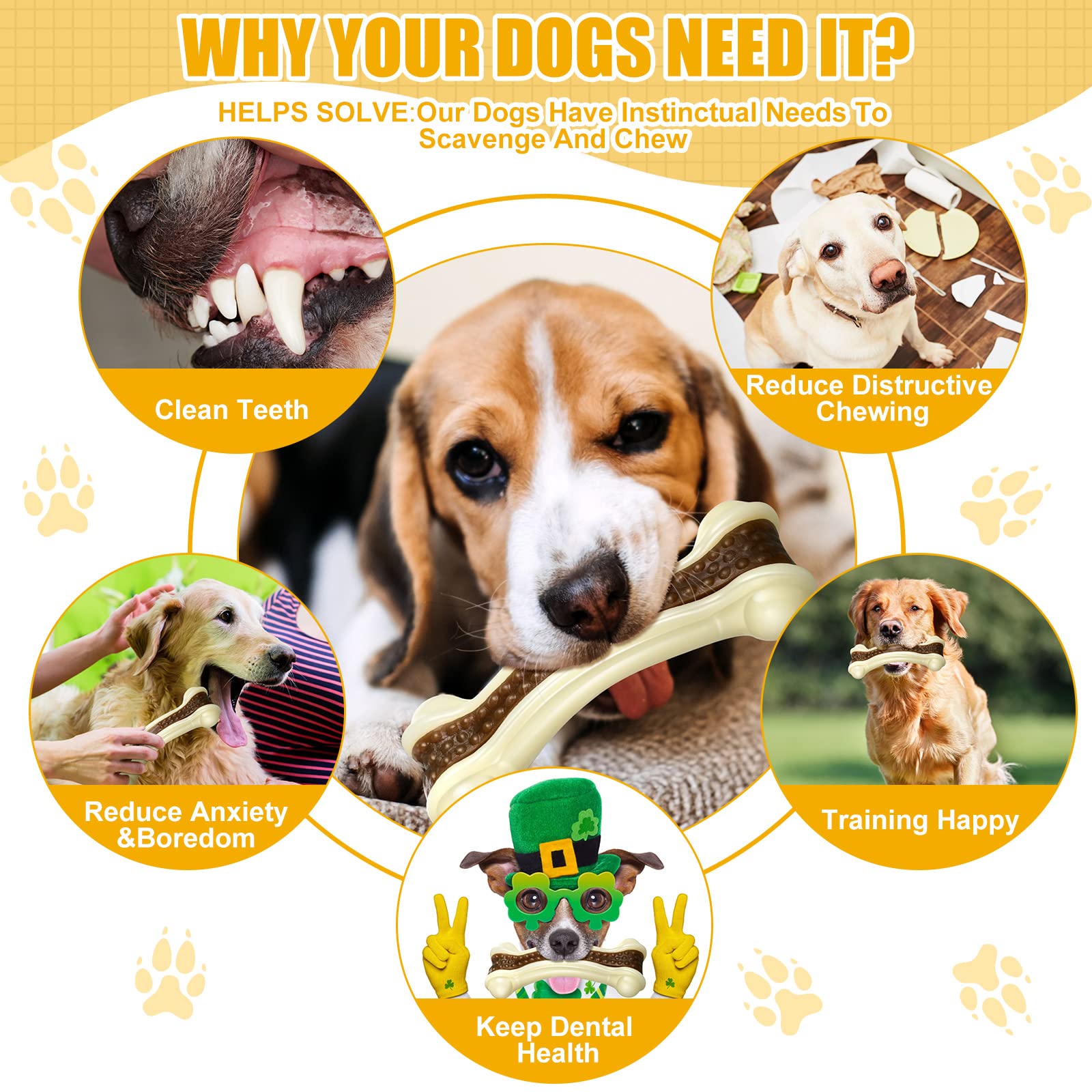 **Sosation 6-Pack Durable Nylon Dog Chew Toys for Aggressive Chewers - Beef Flavor Puppy Teething Bones for Small, Medium & Large Breed Dogs - Tough & Safe Chew Toys for Puppies & Adult Dogs - Perfect for Teething, Boredom Relief & Dental Health**
