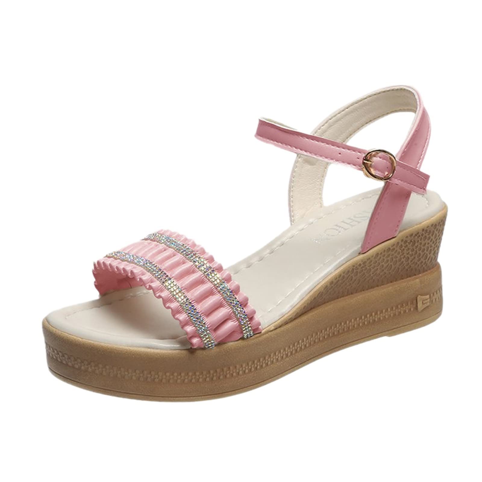 Breathable Women's Lace-Up Wedge Sandals with Thick Sole - Comfortable Casual Shoes with Removable Insoles | Perfect for Summer Outings, Beach Walks & Everyday Wear