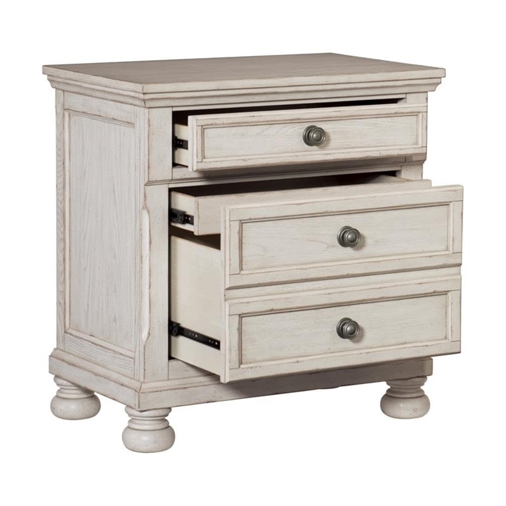 Homelegance 2-Drawer Nightstand with Solid Wood Construction - Antique White Finish for Bedroom Furniture - Perfect for Bedside Storage & Home Decor