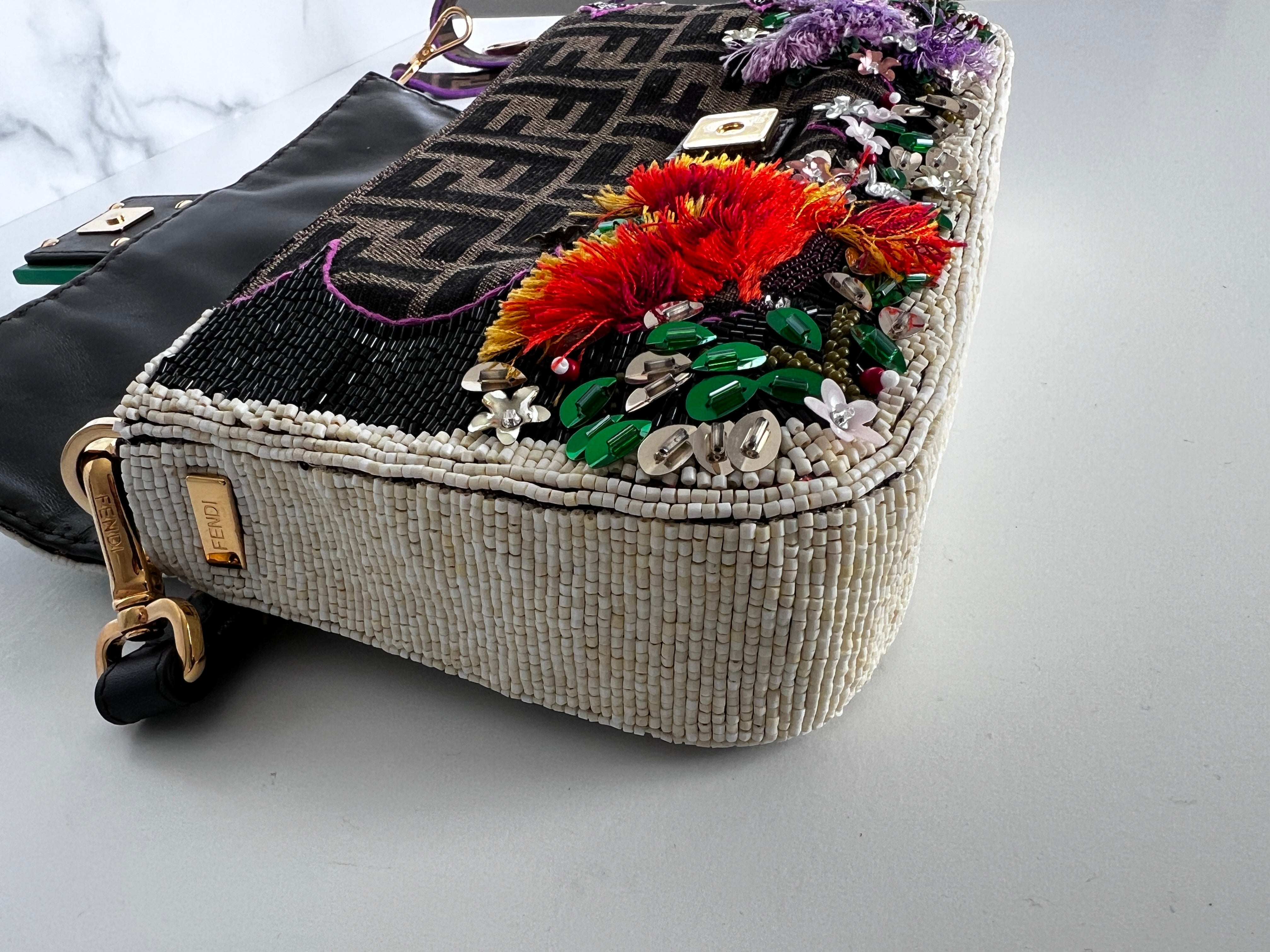 Fendi New Style Garden Embroidered Baguette Bag - Luxury Designer Handbag for Women | Perfect for Parties, Weddings & Everyday Use
