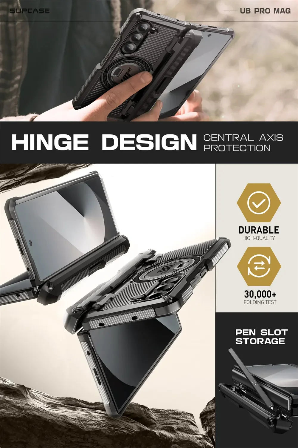 SUPCASE UB Pro Magnetic Rugged Shockproof Case for Samsung Galaxy Z Fold 6 - Heavy Duty Protection for Work, Outdoor & Travel