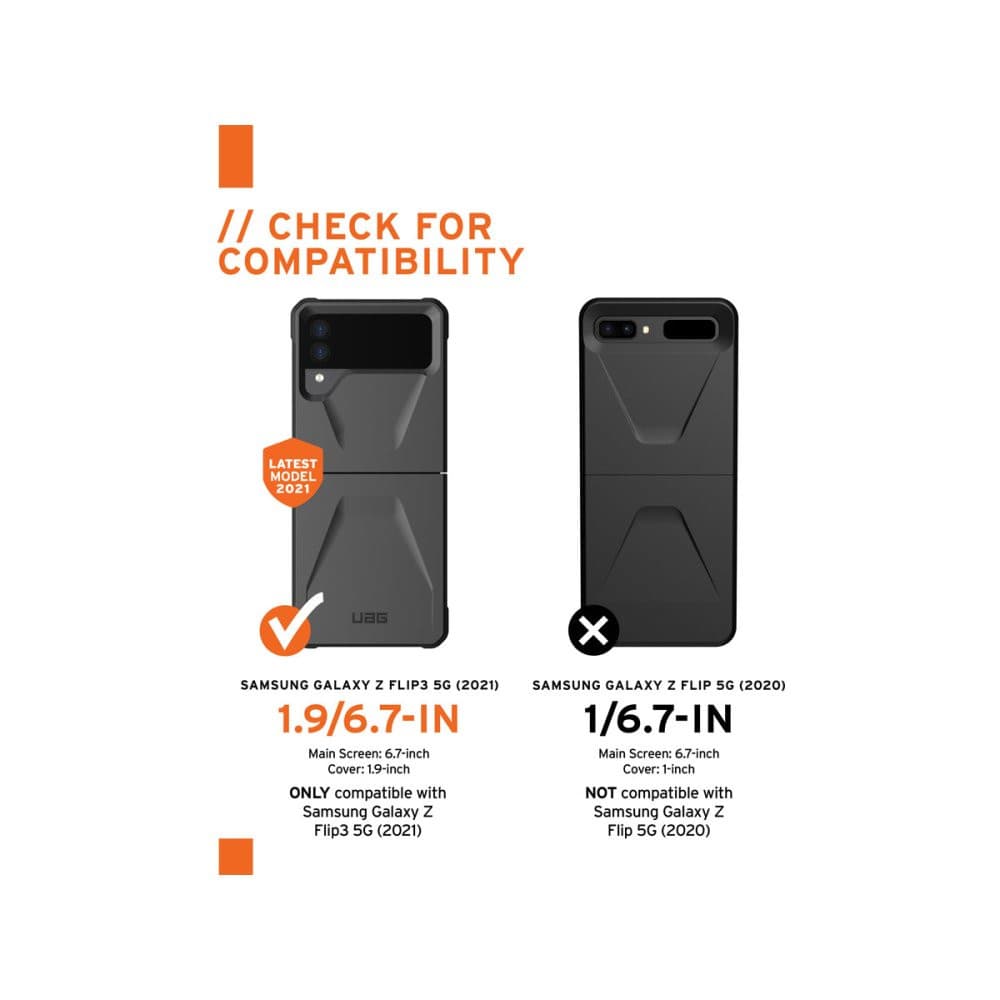UAG Civilian Series Rugged Protective Case for Samsung Galaxy Z Flip 3 | Shockproof & Drop-Proof | Slim Fit with Raised Bezels - Perfect for Outdoor Adventures, Work & Daily Use