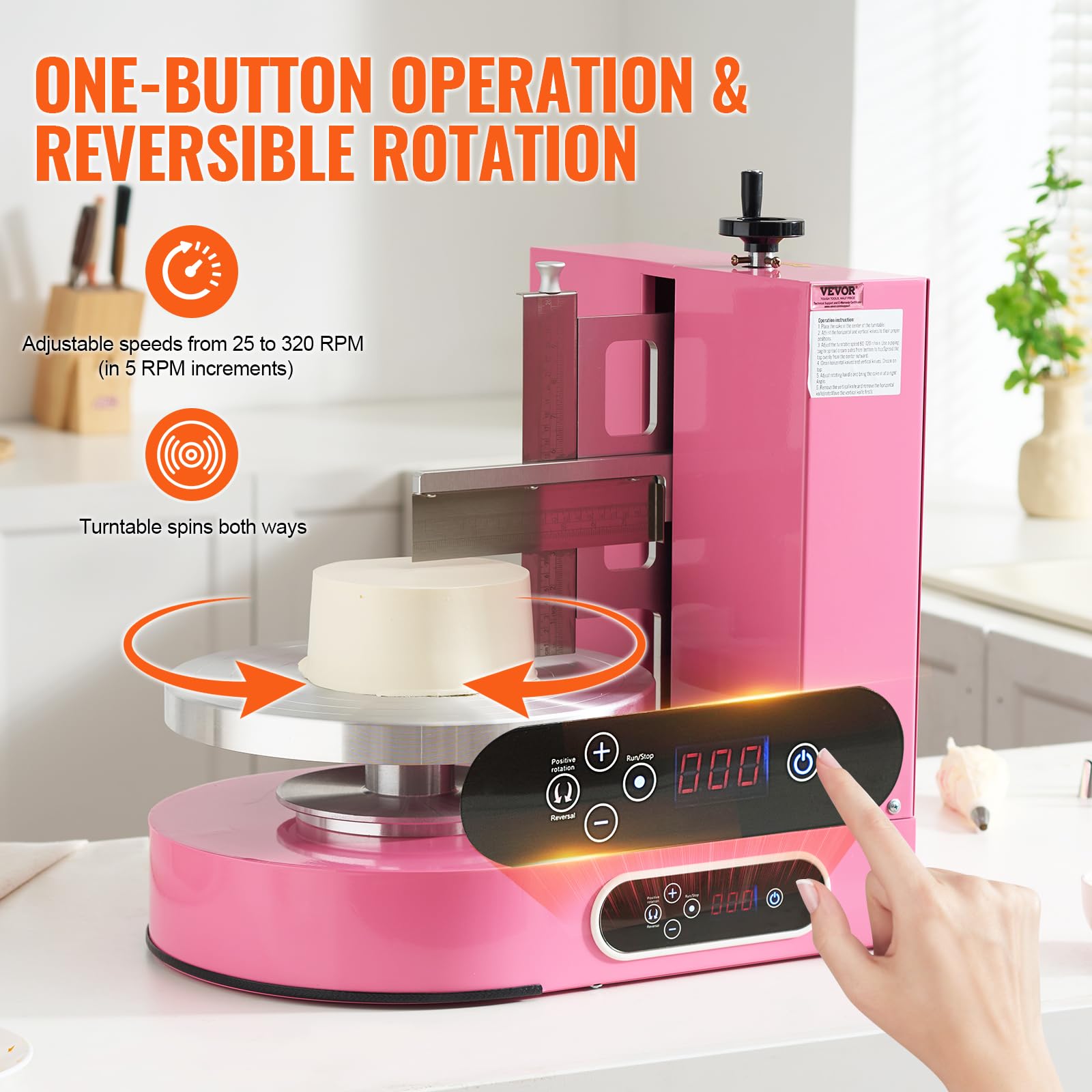 VEVOR Cake Decorating Machine - Low Noise Cake Frosting & Cream Spreading Coating Machine with Adjustable Scraper & Turntable (4