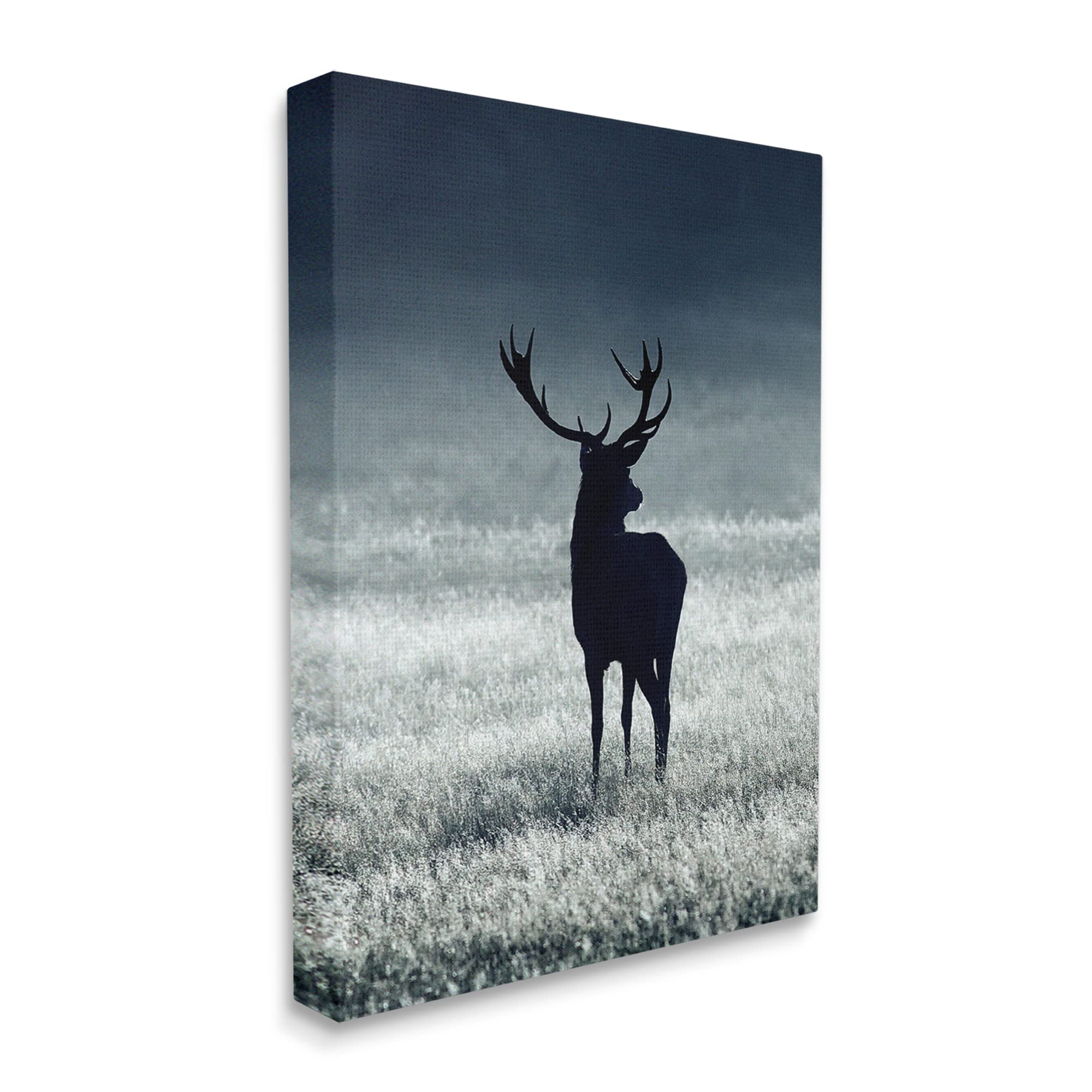 Stupell Industries Tranquil Deer Silhouette Foggy Winter Field Landscape Canvas Wall Art - Nature-Inspired Home Decor for Living Room, Bedroom & Office