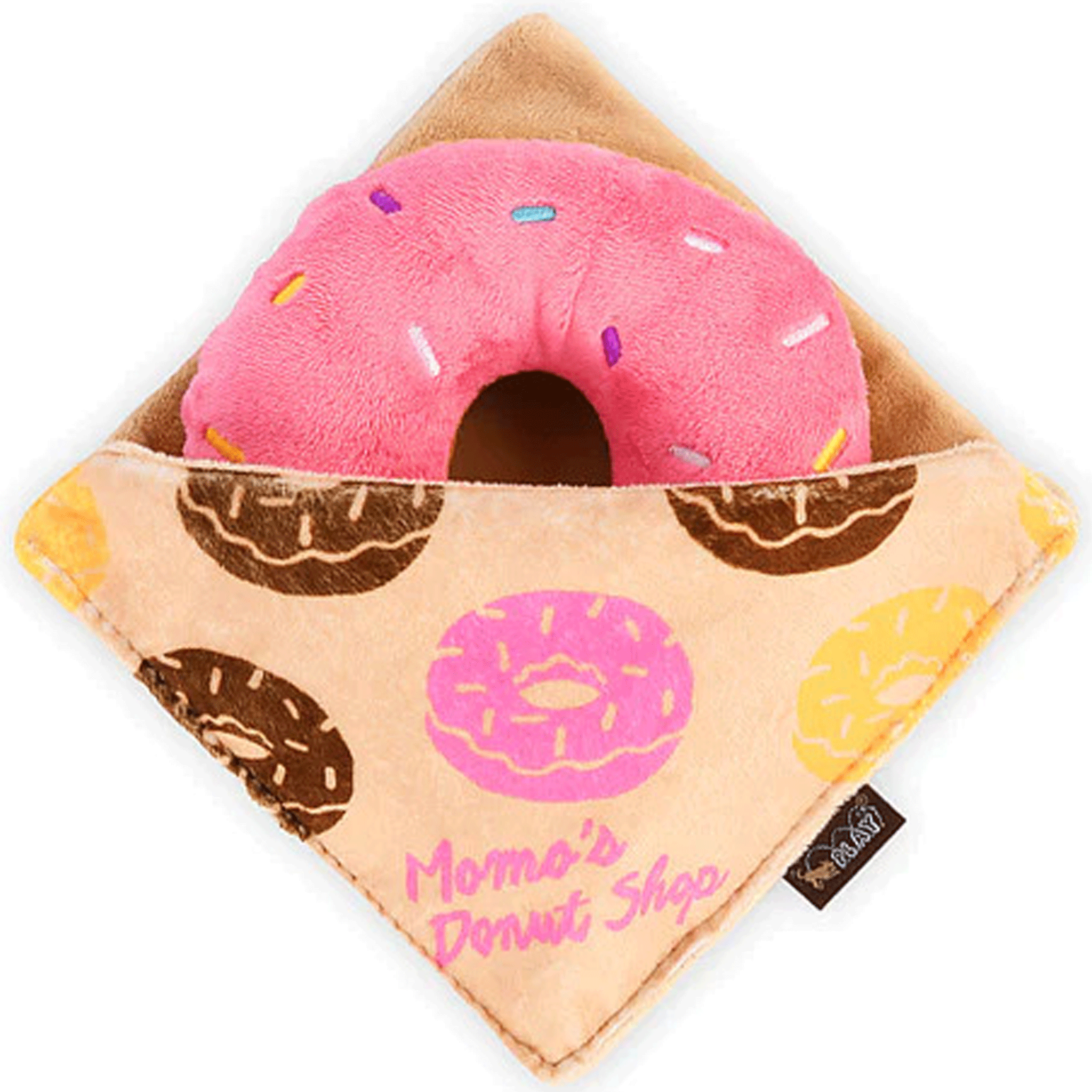 P.L.A.Y. Cafe Donut Dog Toy - Chew-Resistant Plush Squeaky Toy for Small & Medium Dogs - Fun Interactive Playtime Treat for Puppies & Adult Dogs - Perfect for Indoor & Outdoor Fetch Games