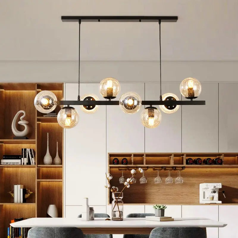 Modern Bubble Chandelier Lighting Fixture - Elegant Crystal Glass Pendant Light for Dining Room, Kitchen Island, Bedroom & Living Room Decor - Perfect for Home and Restaurant Interior Design