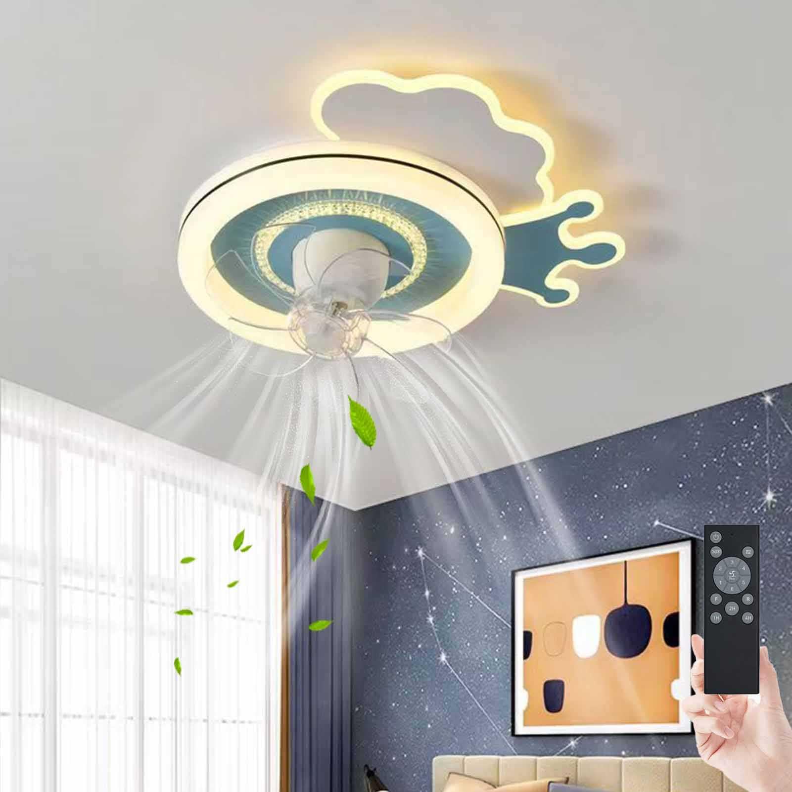 20 Inch Kids Ceiling Fan with Light - 6 Speed Reversible Timer Bedroom Fan for Boys & Girls - Blue Children's Room Ventilator Lamp - Perfect for Nursery, Playroom, and Kids Bedroom Cooling & Lighting