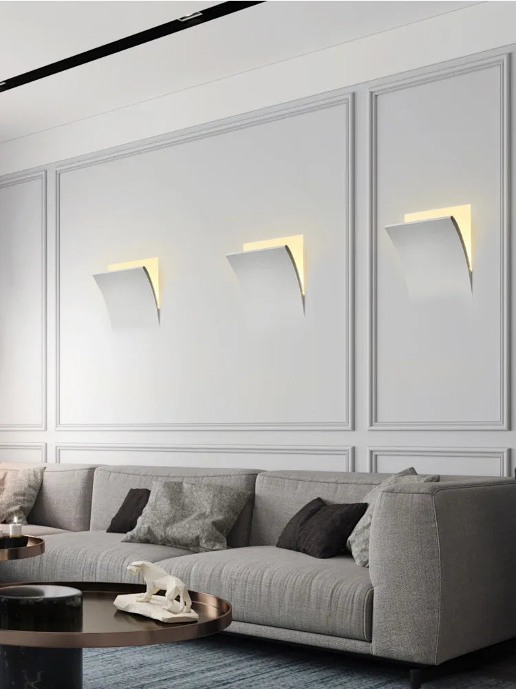 Minimalist Modern Wall Sconce Light - Set of 2, Dimmable LED Wall Lamp for Bedroom, Living Room, Hallway & Staircase Lighting