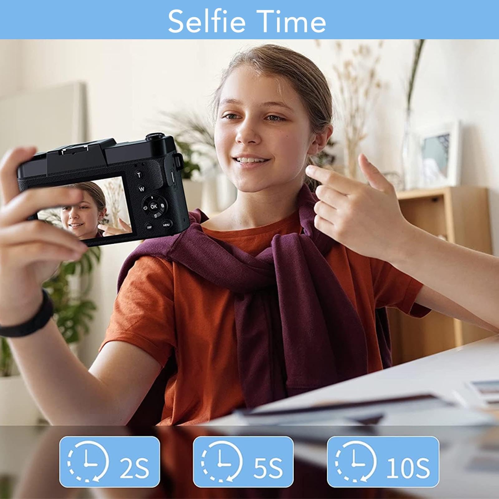 4K Digital Camera with 3.0 Inch IPS Screen - 56MP Vlogging Camera with 16x Digital Zoom, Autofocus & WiFi Connectivity | Hot Shoe Interface, Built-in Fill Light & 1500mAh Battery for YouTube, Travel & Selfie Photography