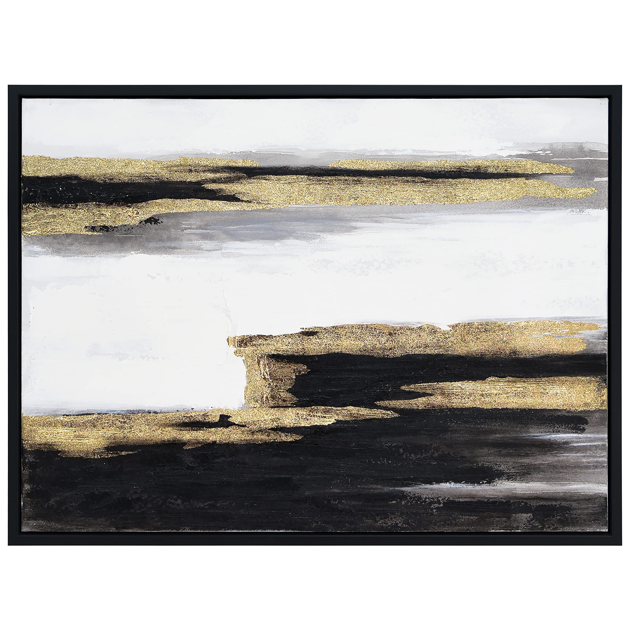 Martin Edwards Hand Painted Abstract Canvas Wall Art - Textured Black Framed Painting 40x30 Inches - Modern Home & Office Decor for Living Room, Bedroom or Gallery Display (Solemn Night Collection)