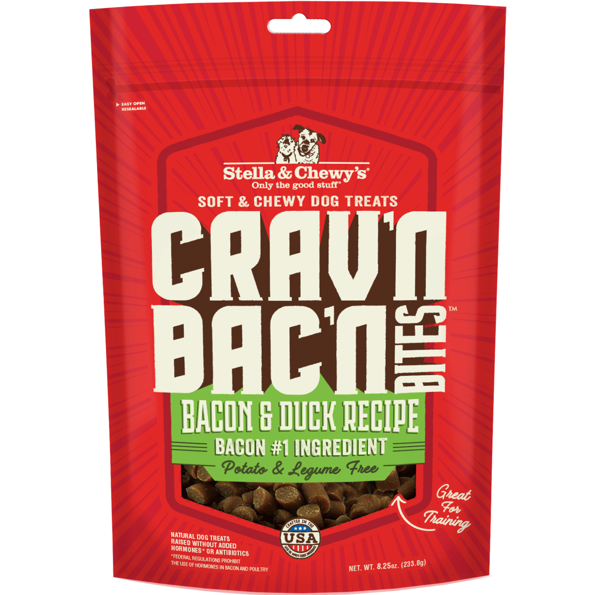 Stella & Chewy's Crav'n Bac'n and Duck Bites Dog Treats - 8.25 oz | Grain-Free, Protein-Rich Natural Dog Snacks for Training & Rewards | Perfect for Small, Medium & Large Breeds