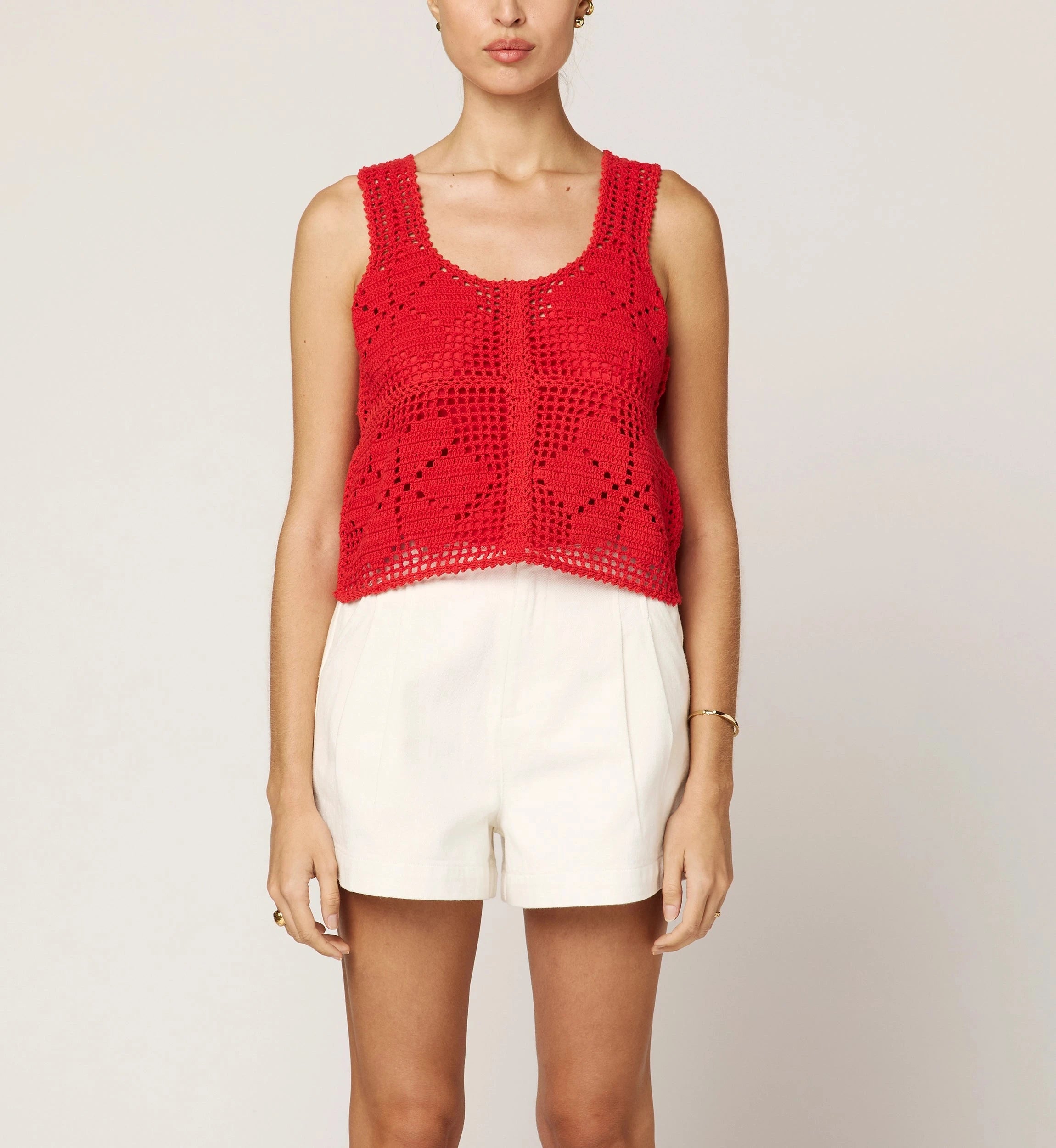 Miyuki Crochet Top Women's Summer Boho Lace Blouse - Poppy Red | Beach Cover Up, Music Festival Outfit, Vacation Wear