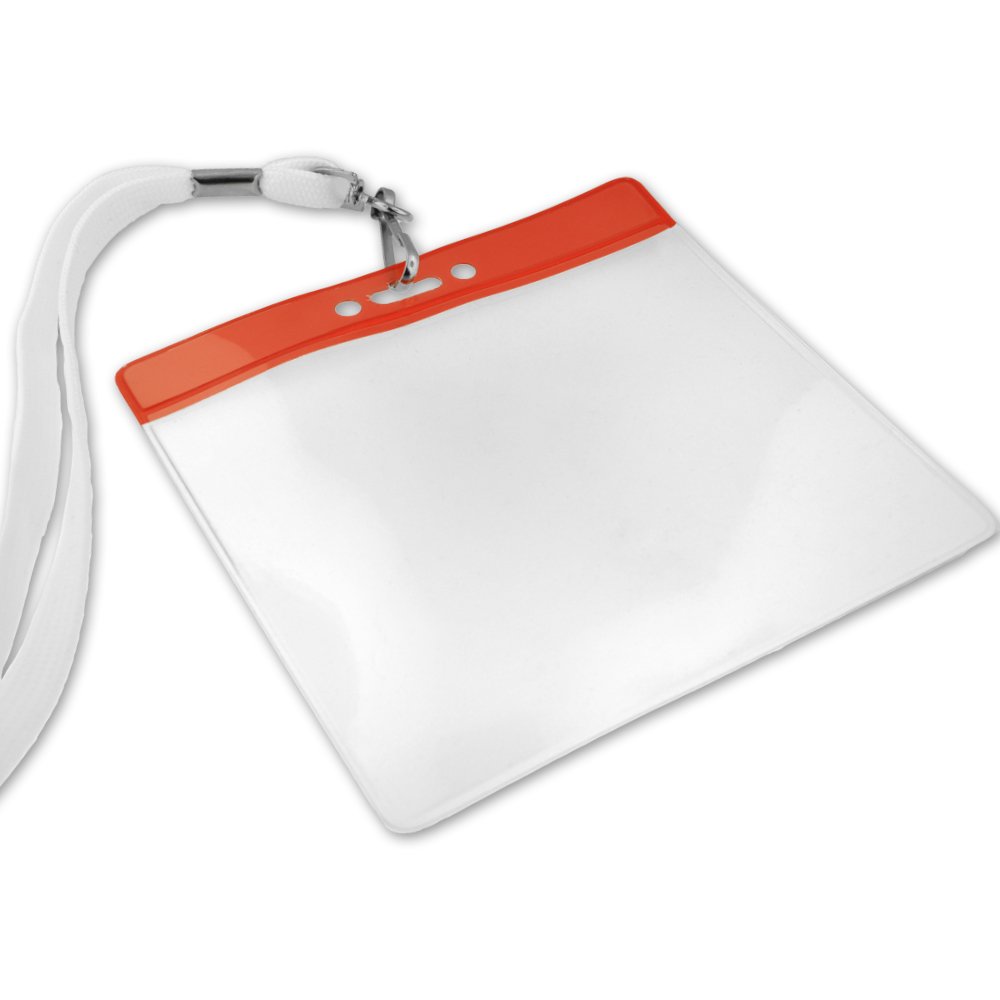 Large Red Top Badge Holder - Premium ID Card Holder for Work, Events & Security - Perfect for Conferences, Schools & Office Use
