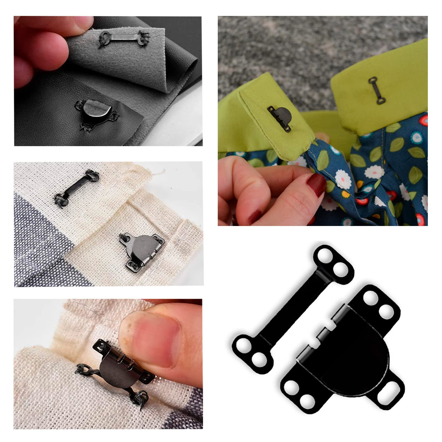 Lakesstory Heavy Duty Stainless Steel Hook and Eye Closures for Clothing - 4-Pack Sewing Hooks for Skirts, Pants & Garments | Durable Metal Fasteners for Tailoring & DIY Fashion Projects