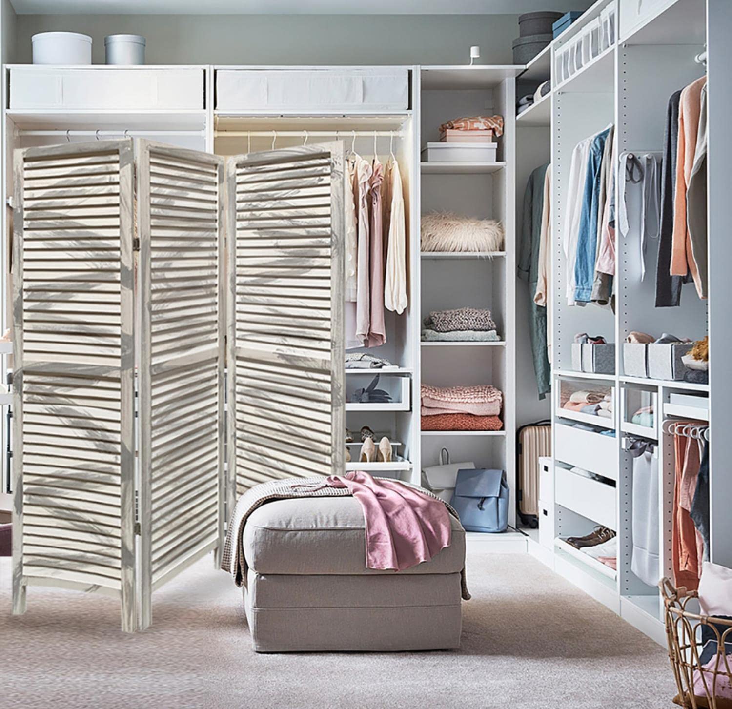 Stylish and Functional Screen Gems Room Divider - Foldable Privacy Partition for Home, Office & Dorm - Perfect for Creating Separate Spaces (6-Panel Design)