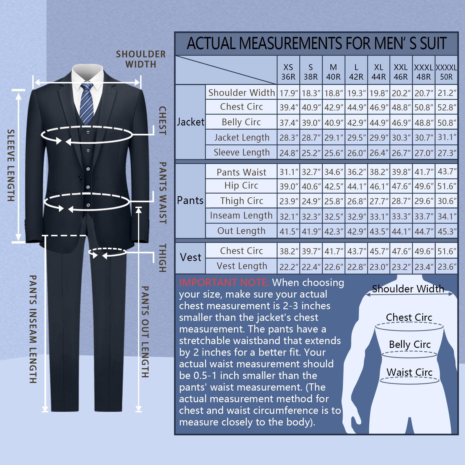Cooper & Nelson Men's Slim Fit 3-Piece Suit Set - One Button Solid Jacket, Vest & Pants with Tie | Formal Business Attire, Wedding Tuxedo, Office & Special Occasion Wear