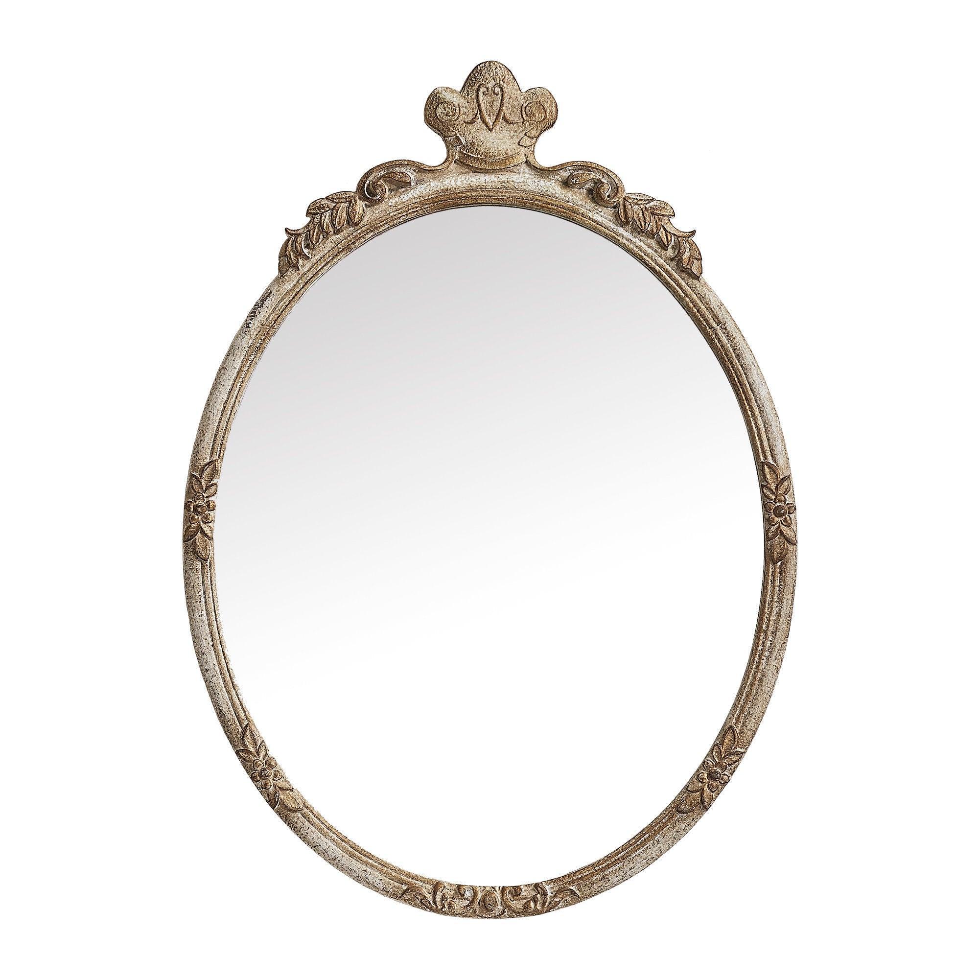 Rustic Wood Frame Oval Wall Mirror - Traditional Decorative Hanging Mirror for Living Room, Bedroom & Entryway Decor