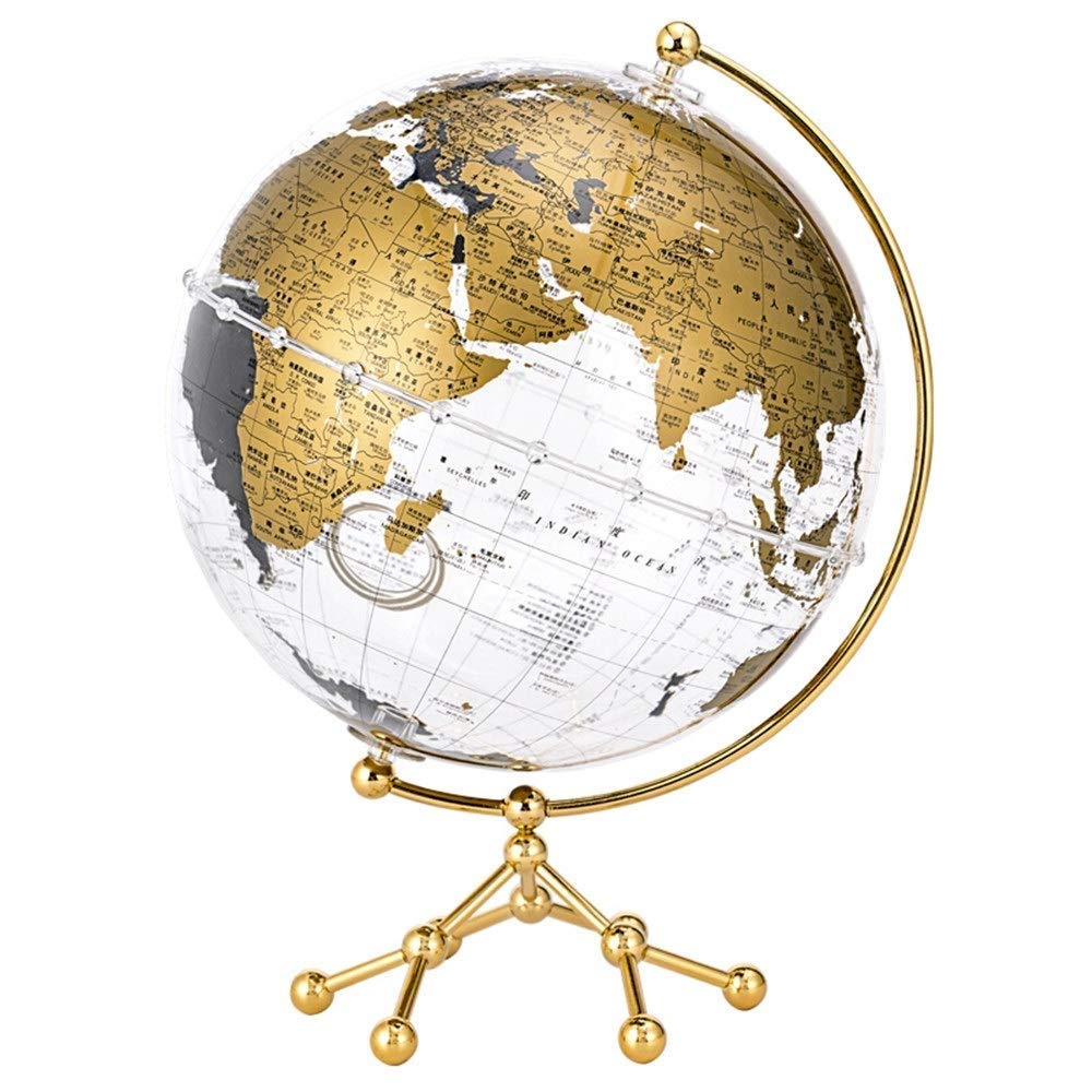 Rotating World Globe with Stand - Educational Desktop Earth Globe for Kids & Adults, Gold - Perfect for Home, Office & Classroom Learning