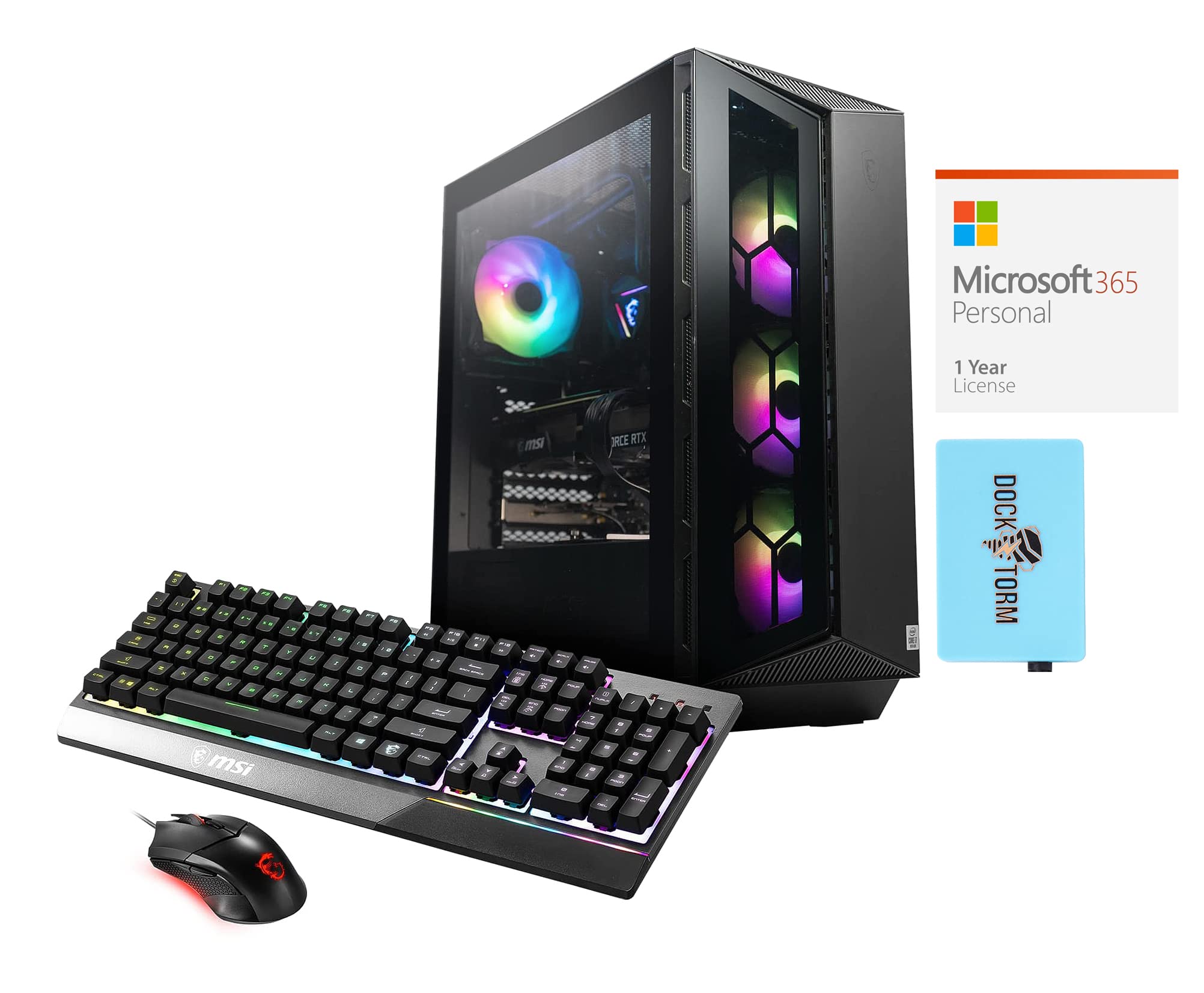 MSI Aegis RS 12TG-285US Gaming PC - Intel i7-12700KF 12-Core Processor, 16GB DDR5 4800MHz RAM, 512GB SSD + 1TB HDD, Windows 10 Pro | Perfect for 4K Gaming, Video Editing & Streaming | Includes MS 365 Personal & USB Hub