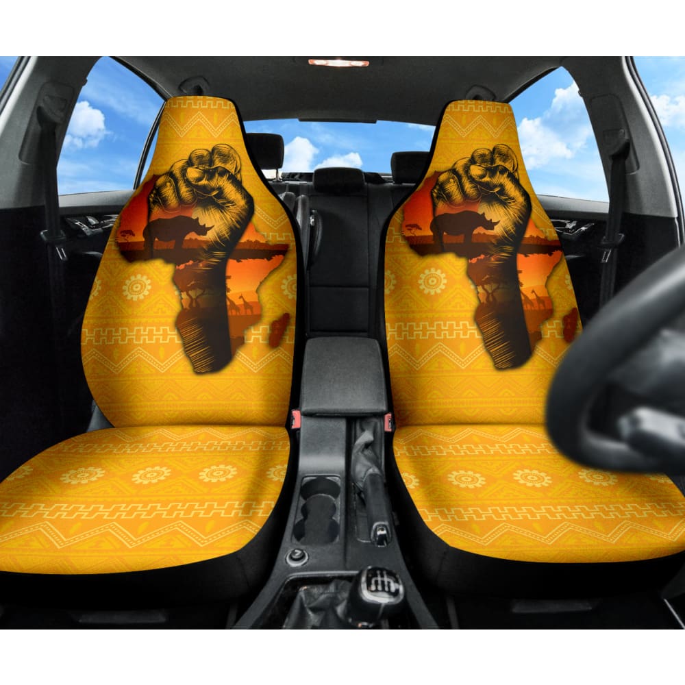Premium African Map Car Seat Covers - Unique African-Themed Gift Ideas for Travel Enthusiasts & Cultural Lovers (Model 210901) - Perfect for Road Trips, Safari Adventures & Home Decor