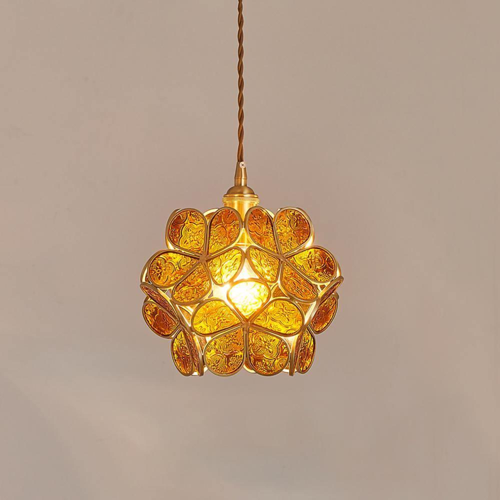 Modern Glass Petal Pendant Light - Elegant Floral Ceiling Lighting Fixture for Dining Room, Kitchen Island & Bedroom Decor