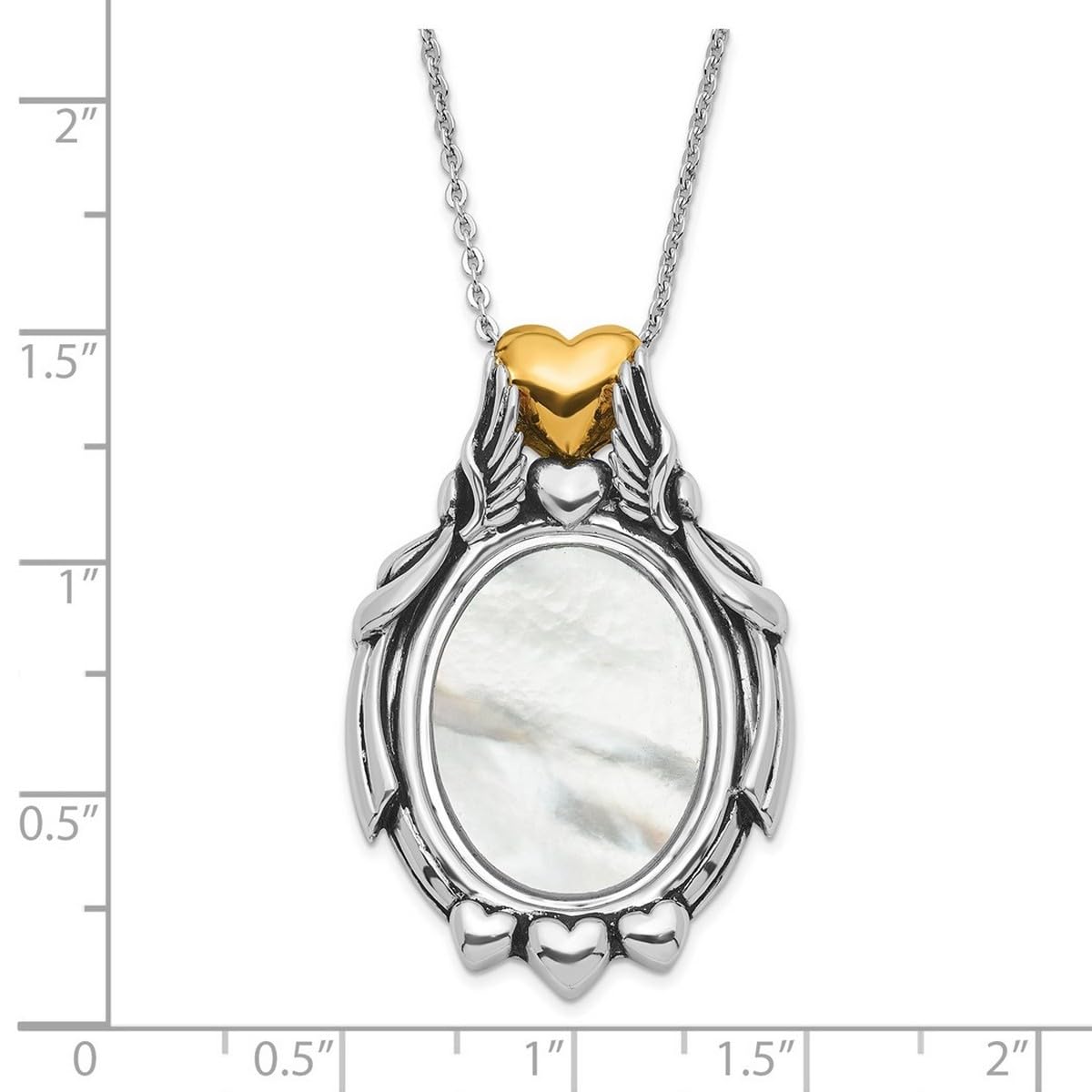 925 Sterling Silver Oxidized Guardian Angel Pendant Necklace for Women - 18 Inch Religious Jewelry with Simulated Mother Pearl, Perfect for Gifts, Church Occasions & Everyday Wear