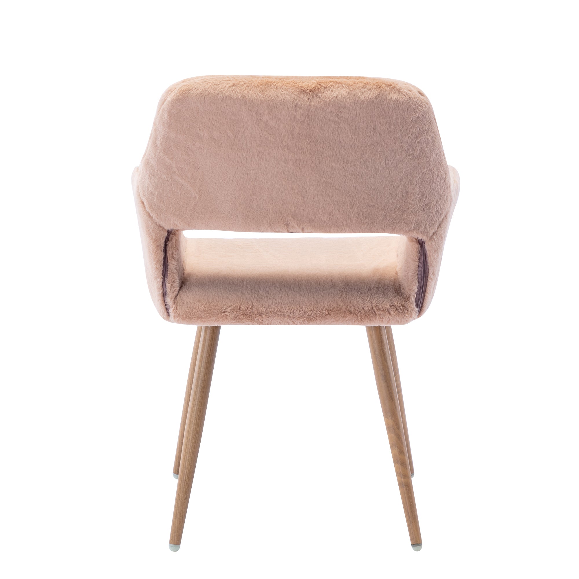 Mid Century Modern Dining Chairs with Faux Fur Upholstery & Steel Legs - Solid Painting Metal Frame for Dining Room, Kitchen, Living Room & Office - Comfortable Seating for Home Decor & Entertaining
